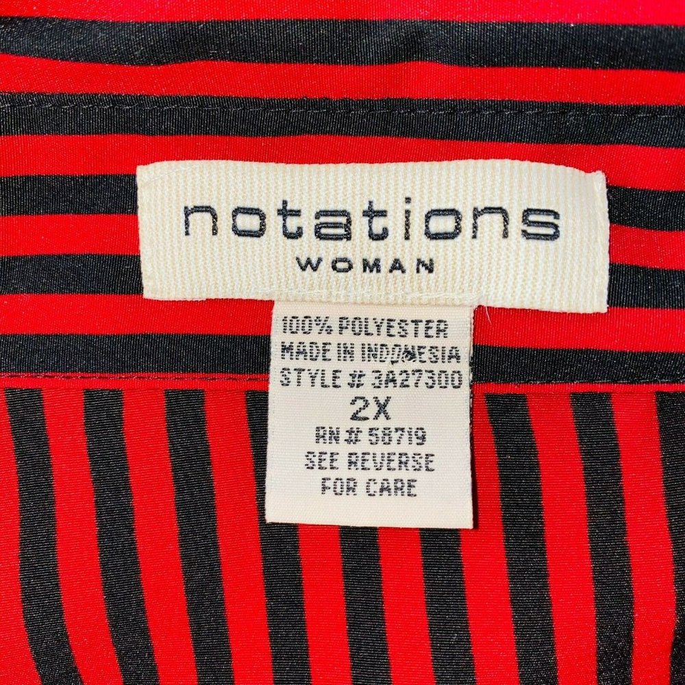 Notations Womens 2x Plus Polyester Red Black Stri… - image 7